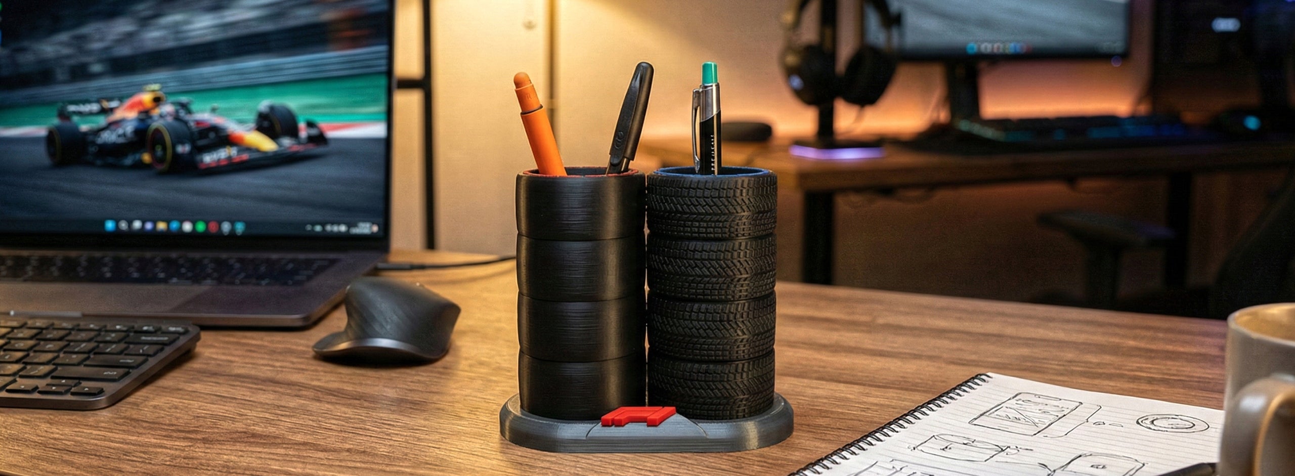 Organizer na Biurko F1 - Stojak na Długopisy Opony. Prezent dla Fana | FW
