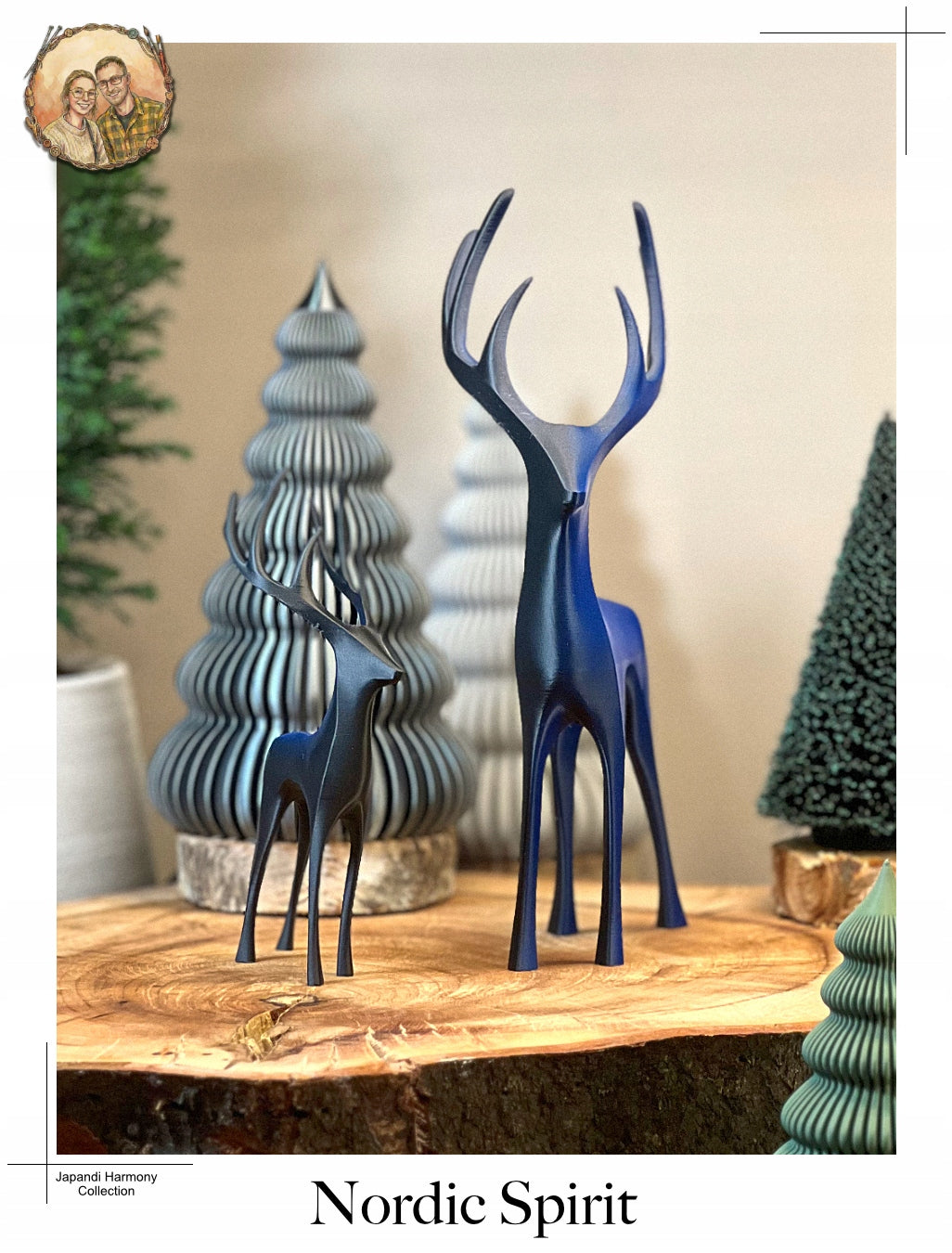 SET Figuren HIRSCH und HIRSCHKUH Weihnachtsdeko Skandinavisch JAPANDI