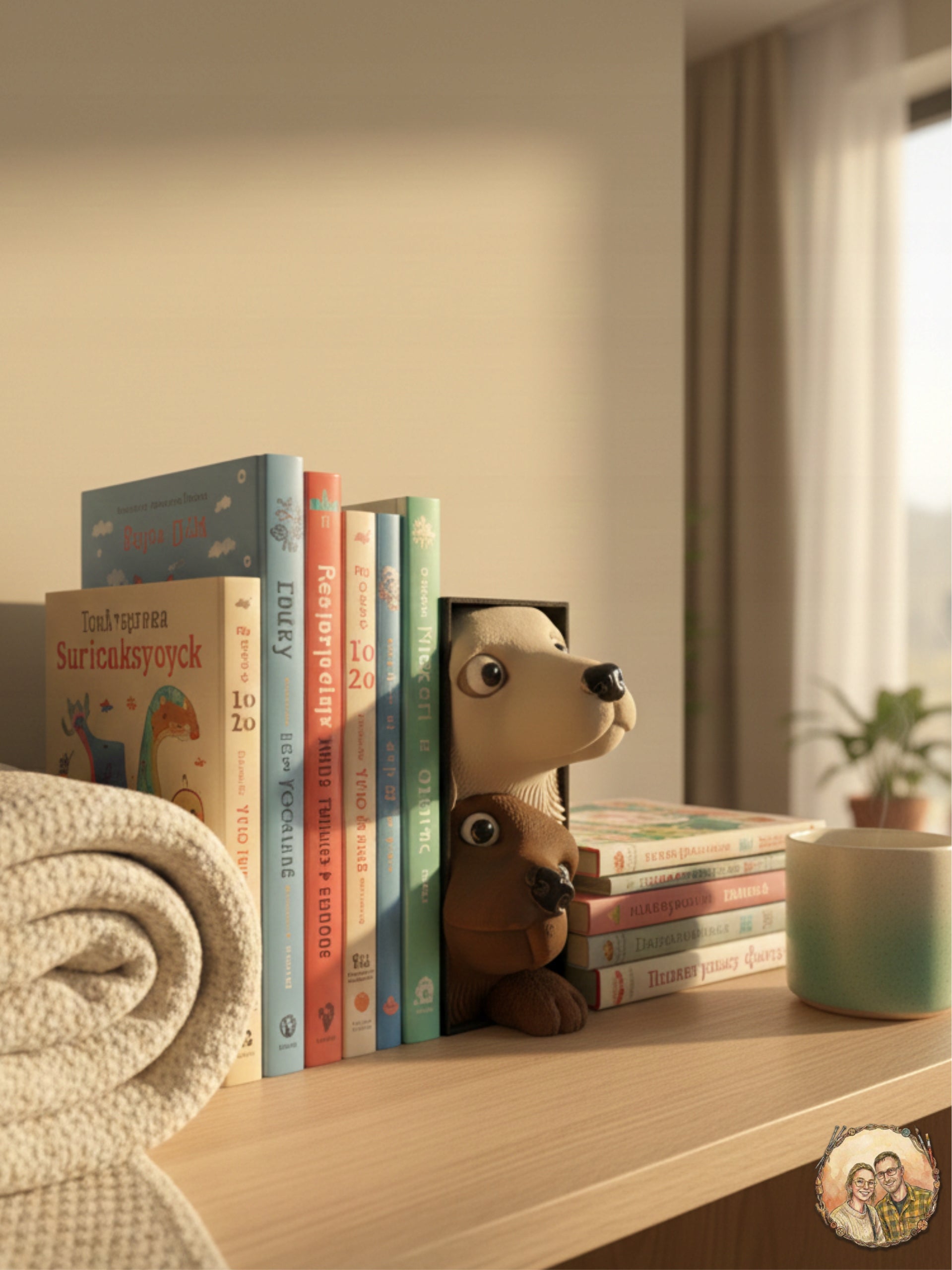 Book Nook Hunde - Charmantes 3D-Bücherregaleinlage - Handbemalt