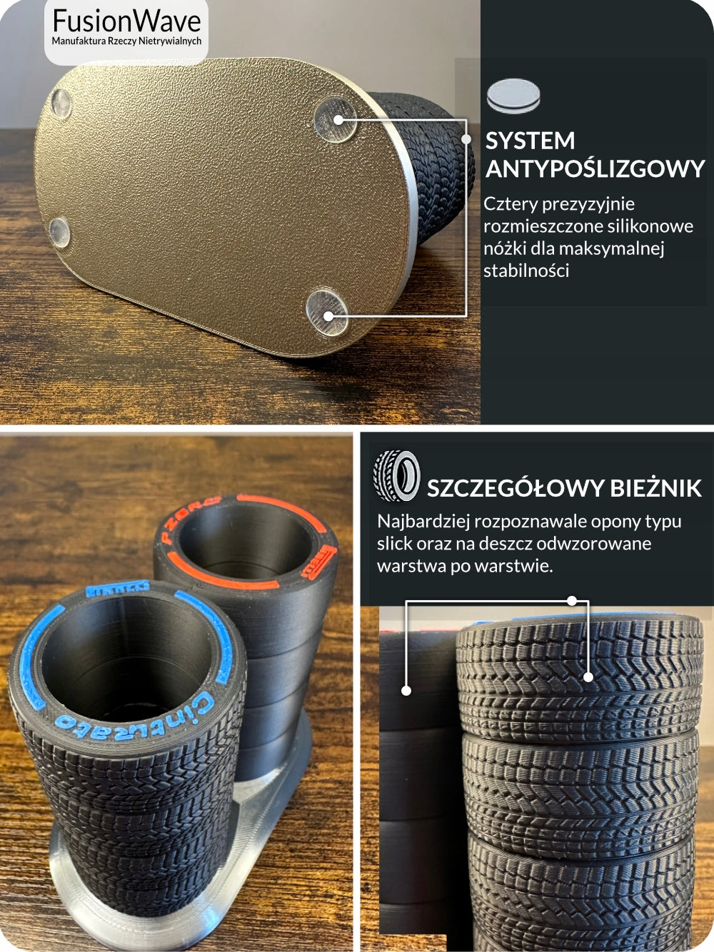 Organizer na Biurko F1 - Stojak na Długopisy Opony. Prezent dla Fana | FW