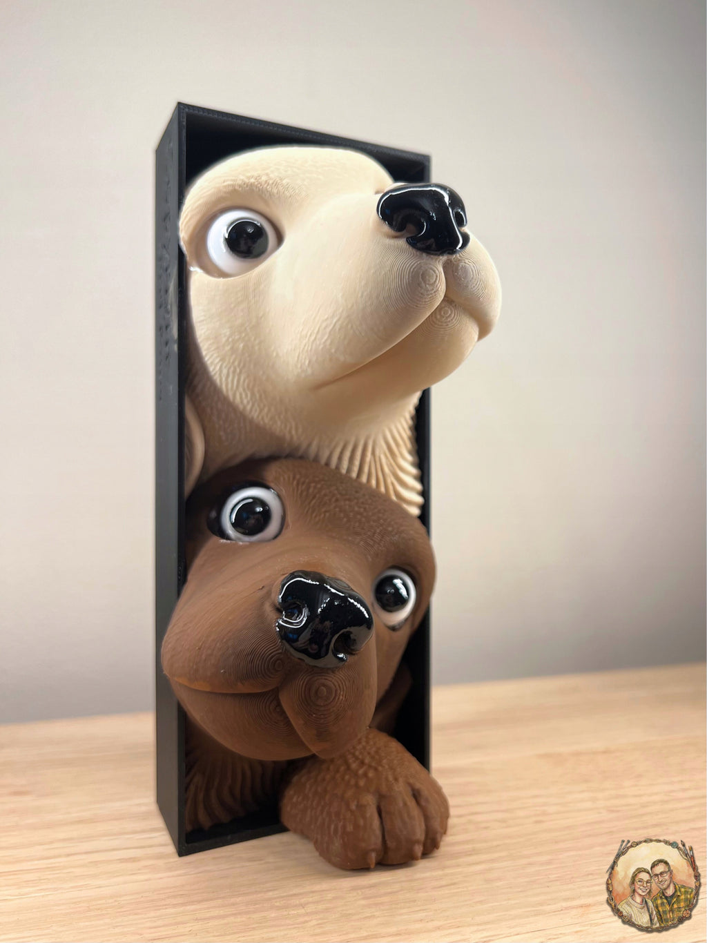 Book Nook Hunde - Charmantes 3D-Bücherregaleinlage - Handbemalt