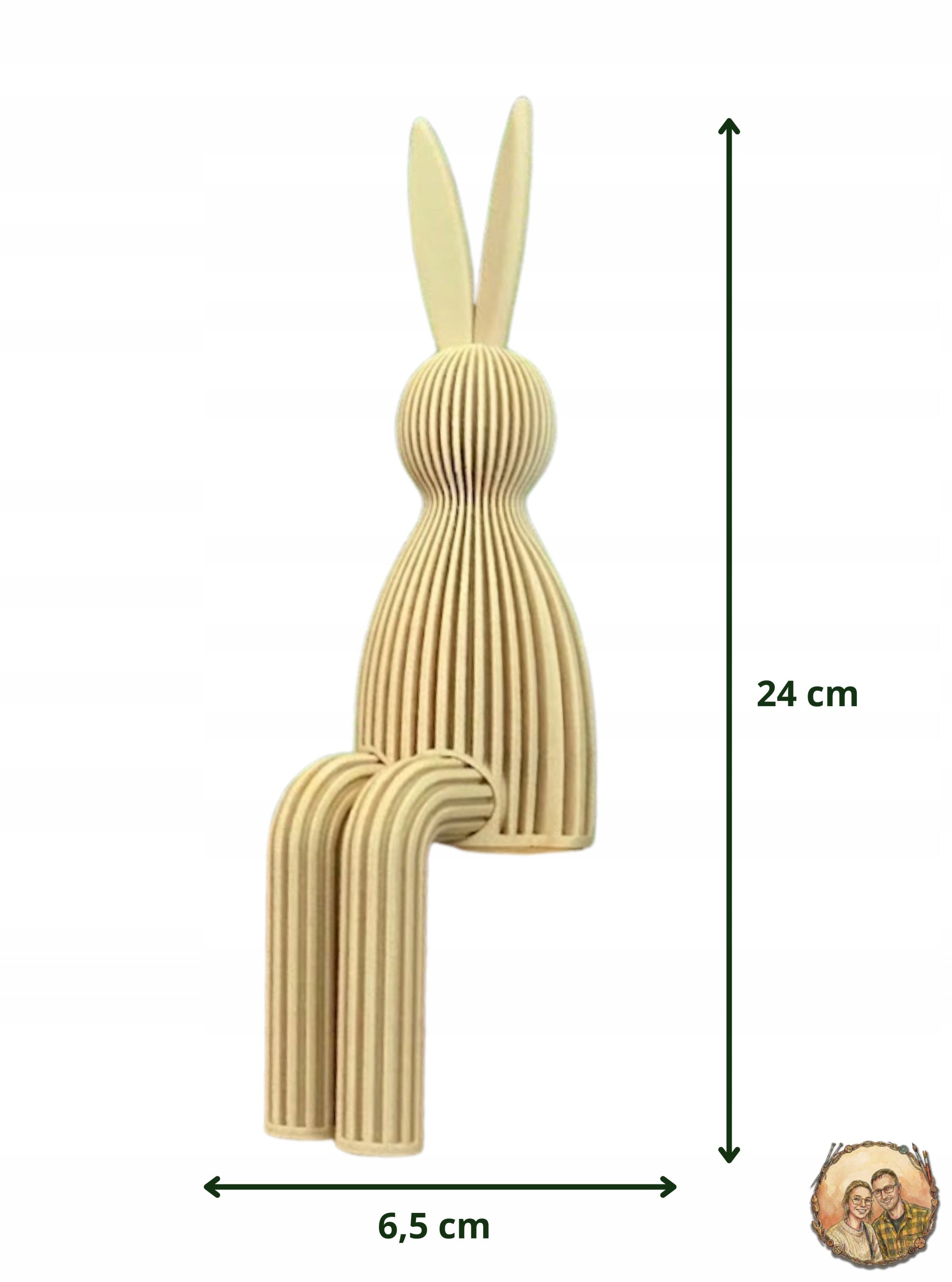 Żółty len królik zając wielkanocny 24cm siedzący na półkę dekoracja do domu