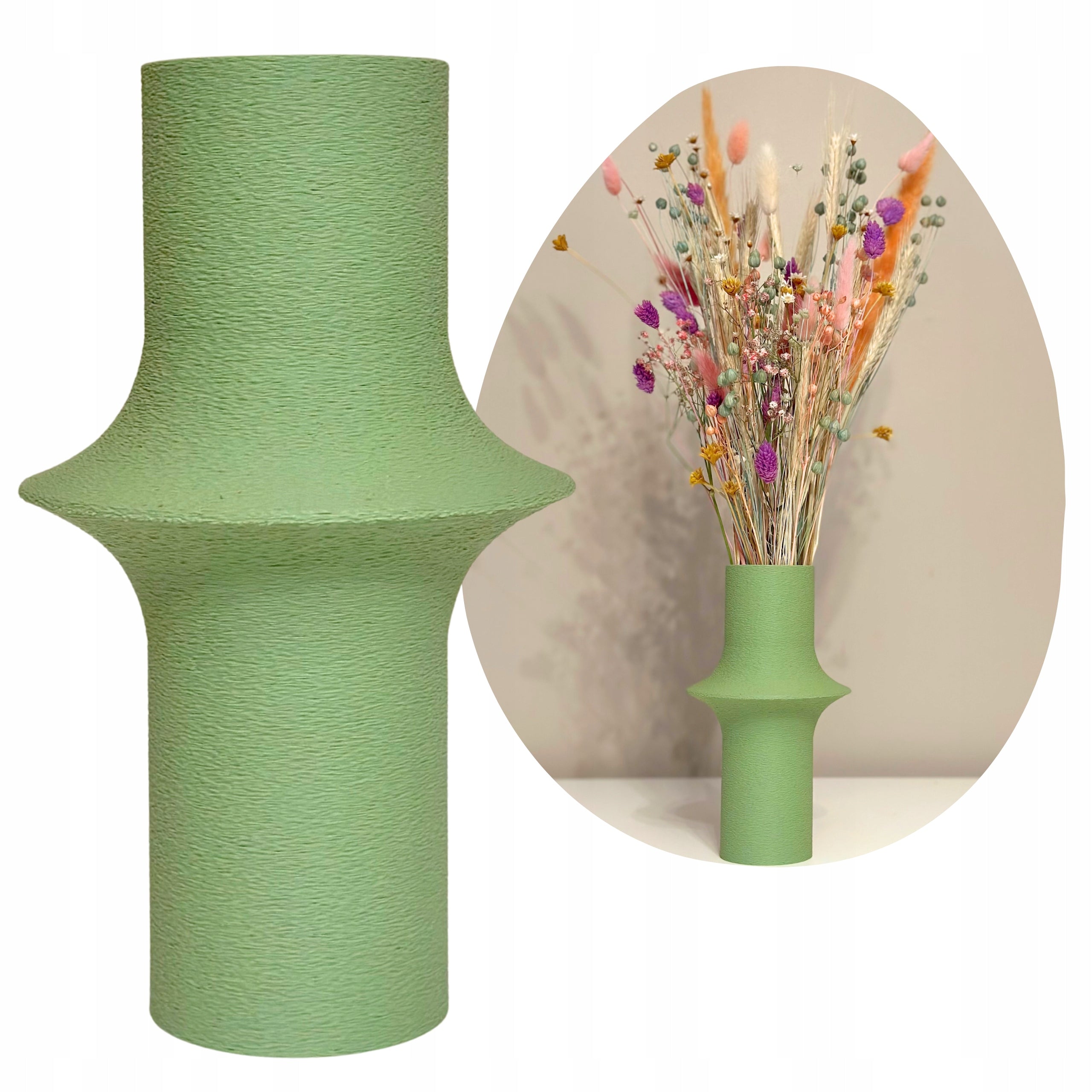 Wazon Nowoczesny Boho Zielony na Suszki Trawy Pampasowe Lego Dekoracyjny