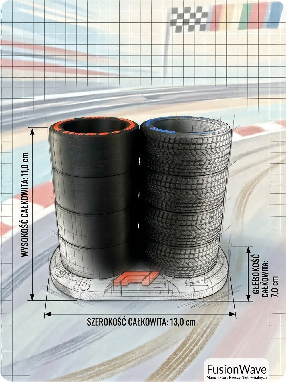 Organizer na Biurko F1 - Stojak na Długopisy Opony. Prezent dla Fana | FW