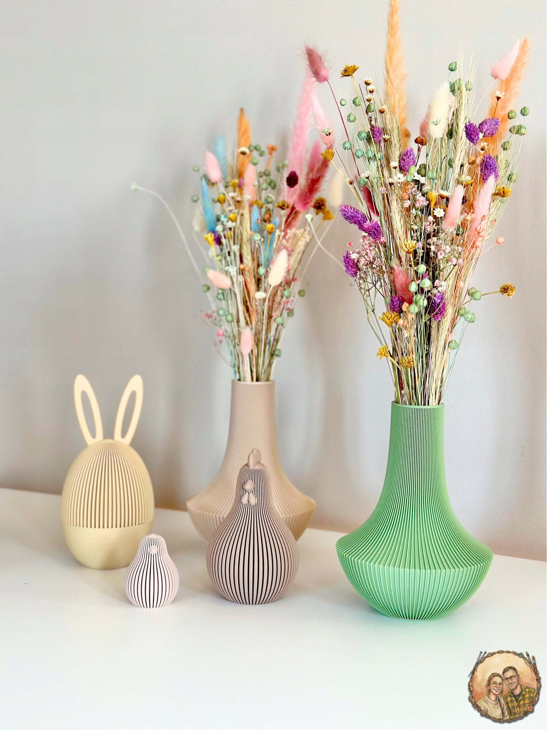 Minimalistyczny Wazon Prążkowany Matowy na Suszki Lego Nowoczesna Dekoracja