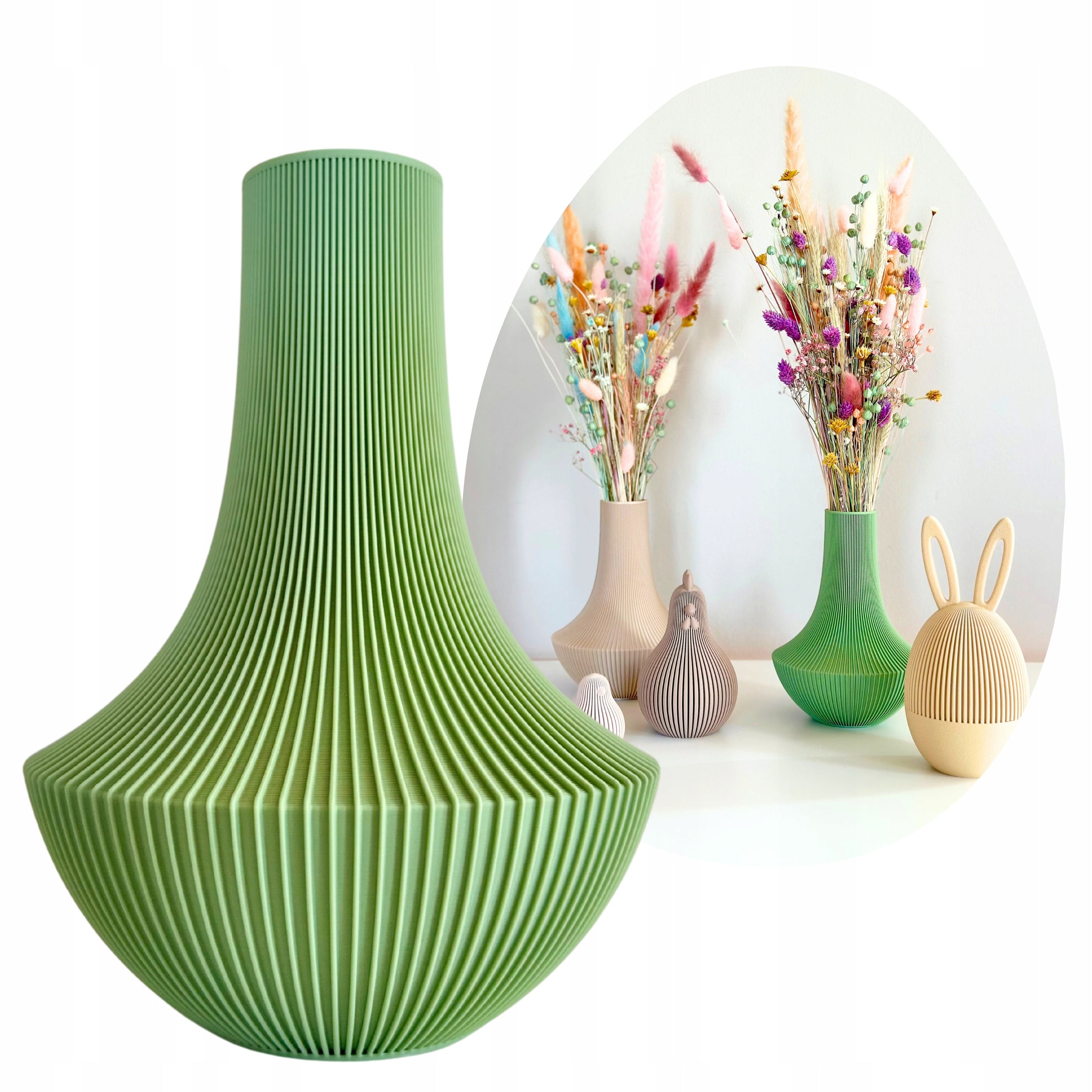 Minimalistyczny Wazon Prążkowany Matowy na Suszki Lego Nowoczesna Dekoracja