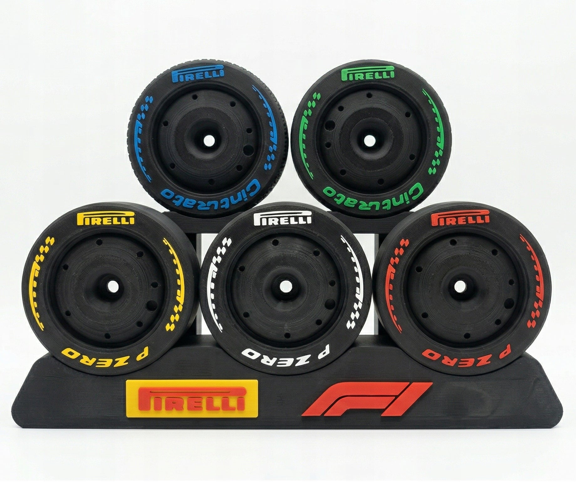 PEŁEN ZESTAW Opony koła F1 z ekspozytorem na biurko super prezent dla fana