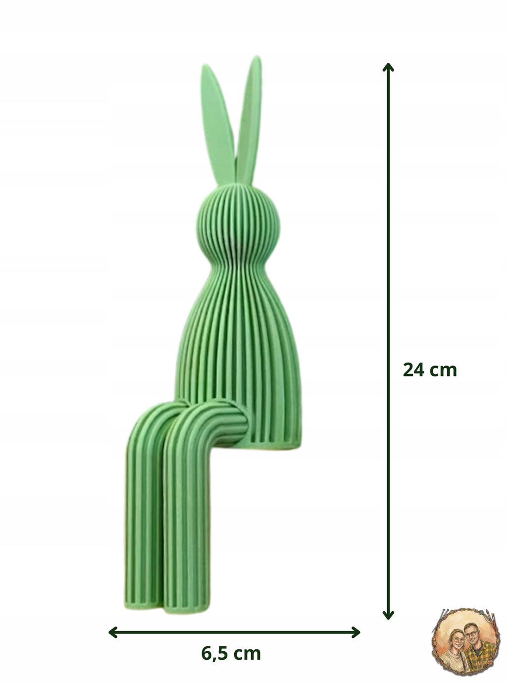 Zielony królik zając wielkanocny 24cm siedzący na półkę dekoracja do domu