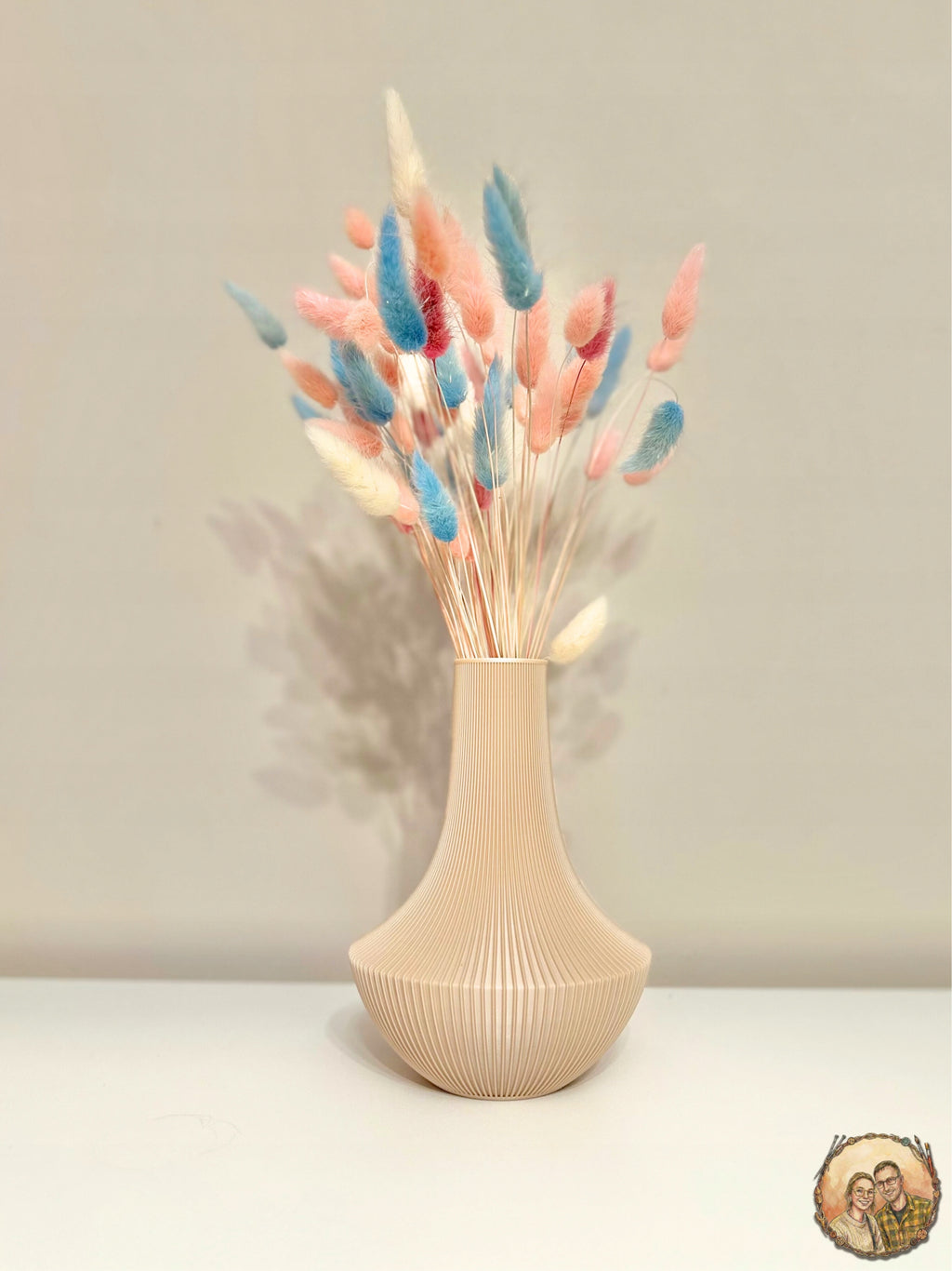 Minimalistische gerippte matte Vase für getrocknete Blumen Lego Moderne Dekoration