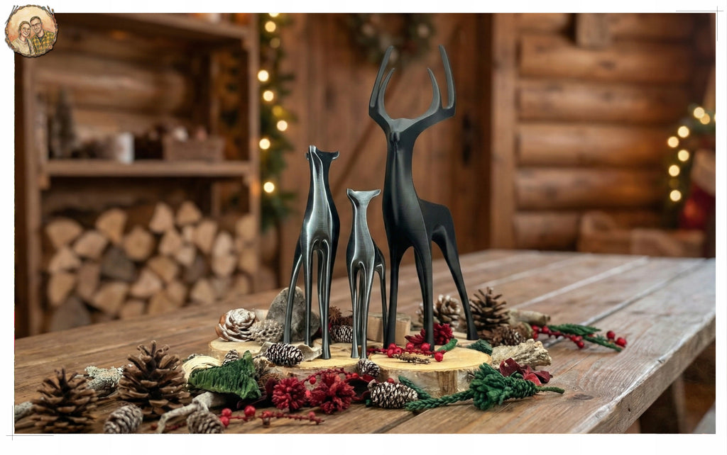 SET Figuren HIRSCH und HIRSCHKUH Weihnachtsdeko Skandinavisch JAPANDI