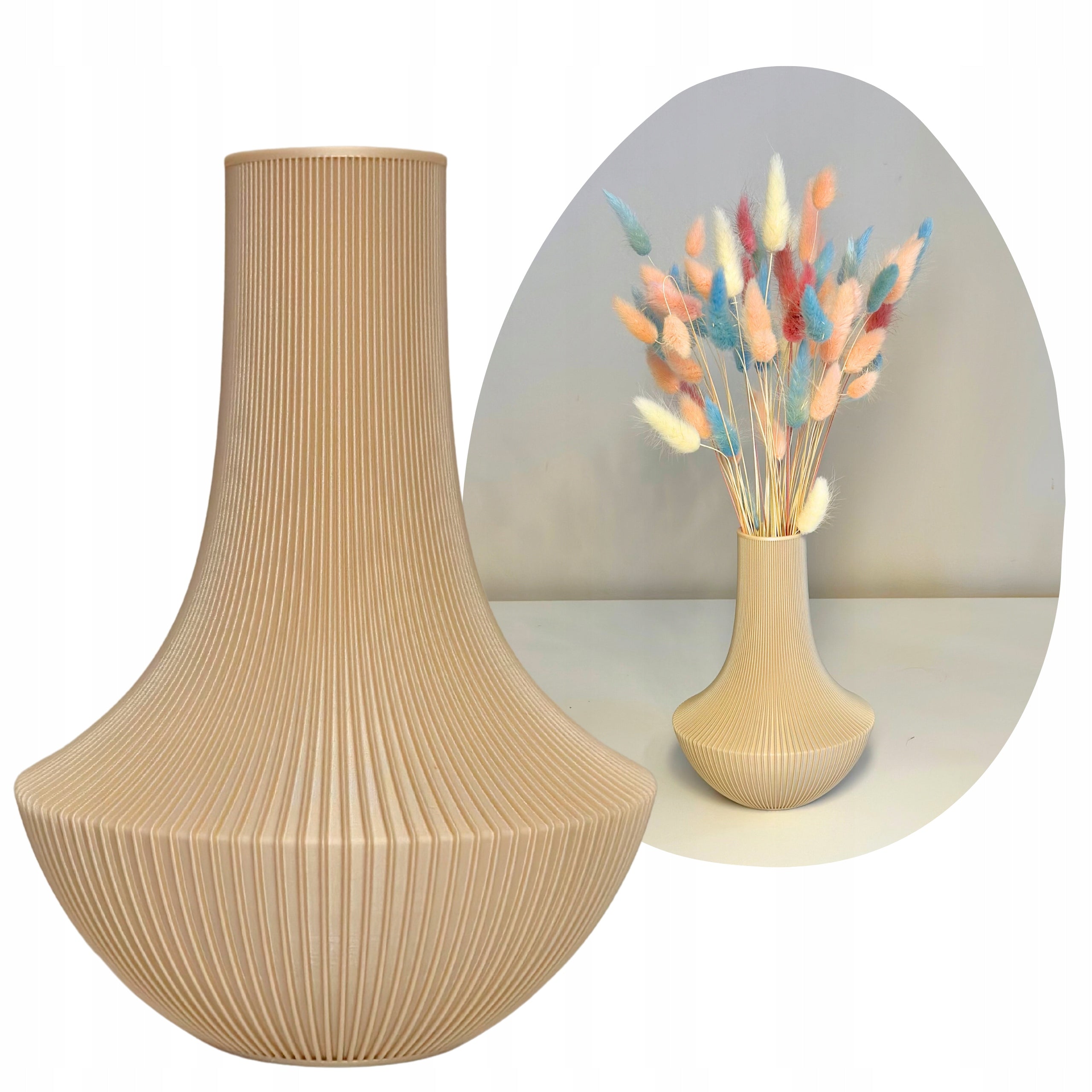 Minimalistyczny Wazon Prążkowany Matowy na Suszki Lego Nowoczesna Dekoracja