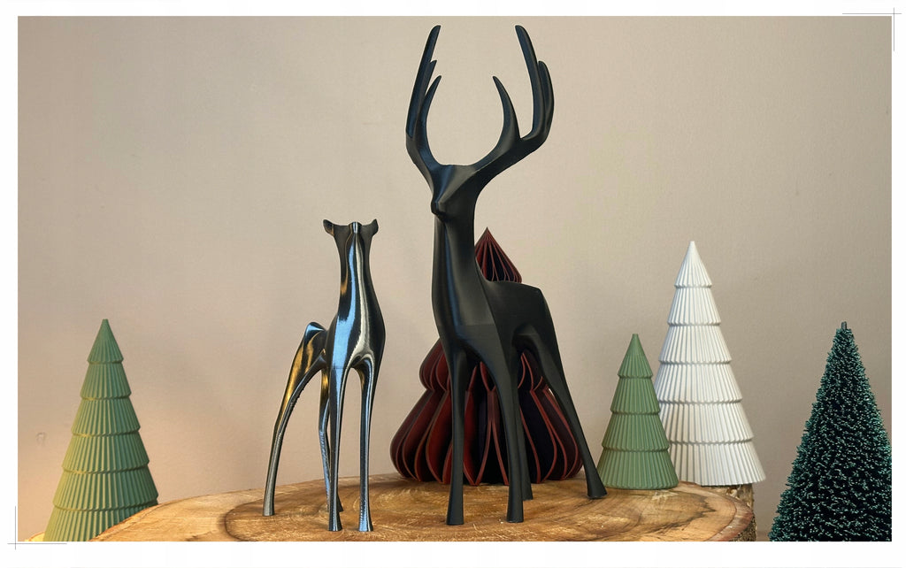 FIGUREN-SET HIRSCH und REHKITZ Weihnachtsdeko Skandinavische Dekoration JAPANDI