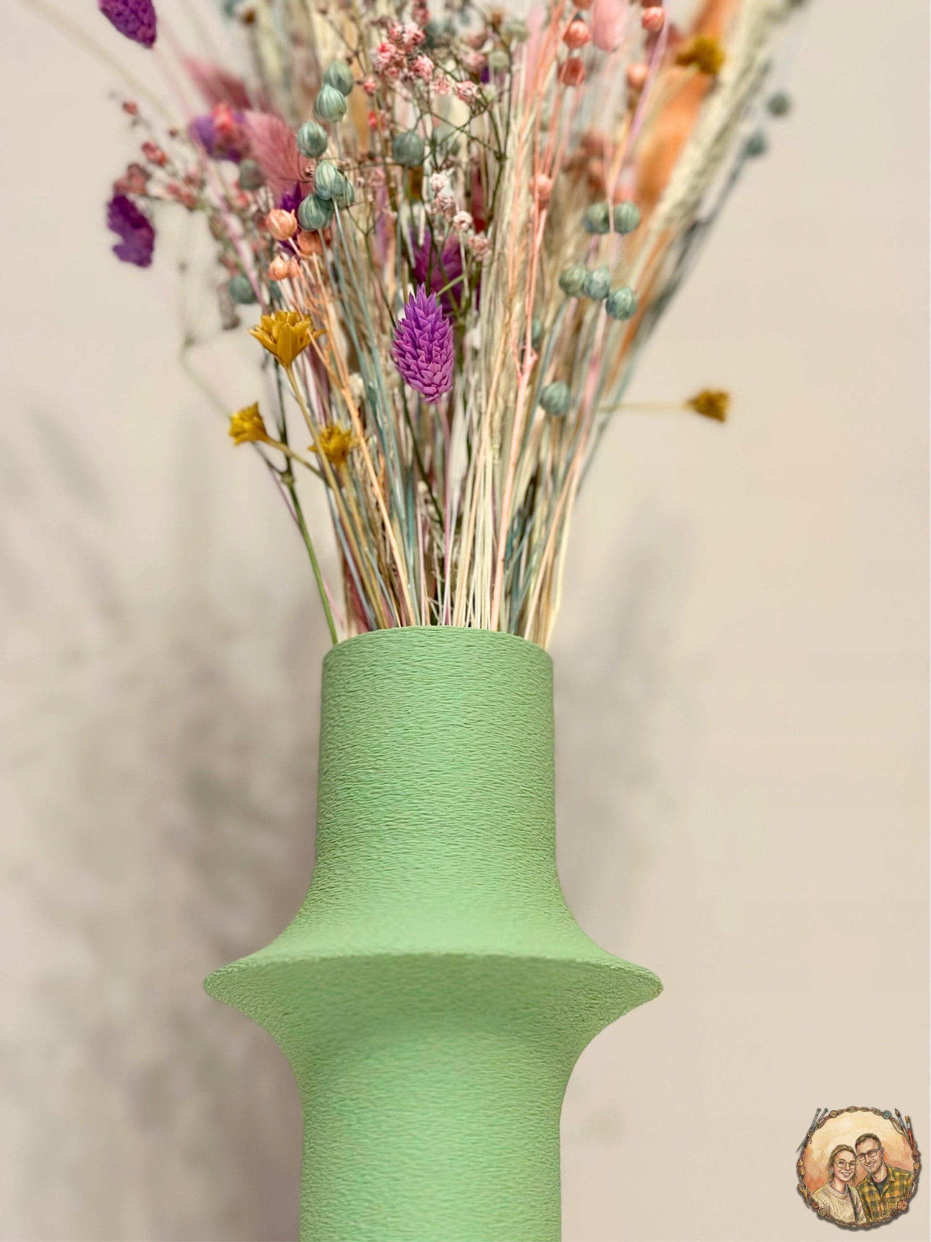 Wazon Nowoczesny Boho Zielony na Suszki Trawy Pampasowe Lego Dekoracyjny