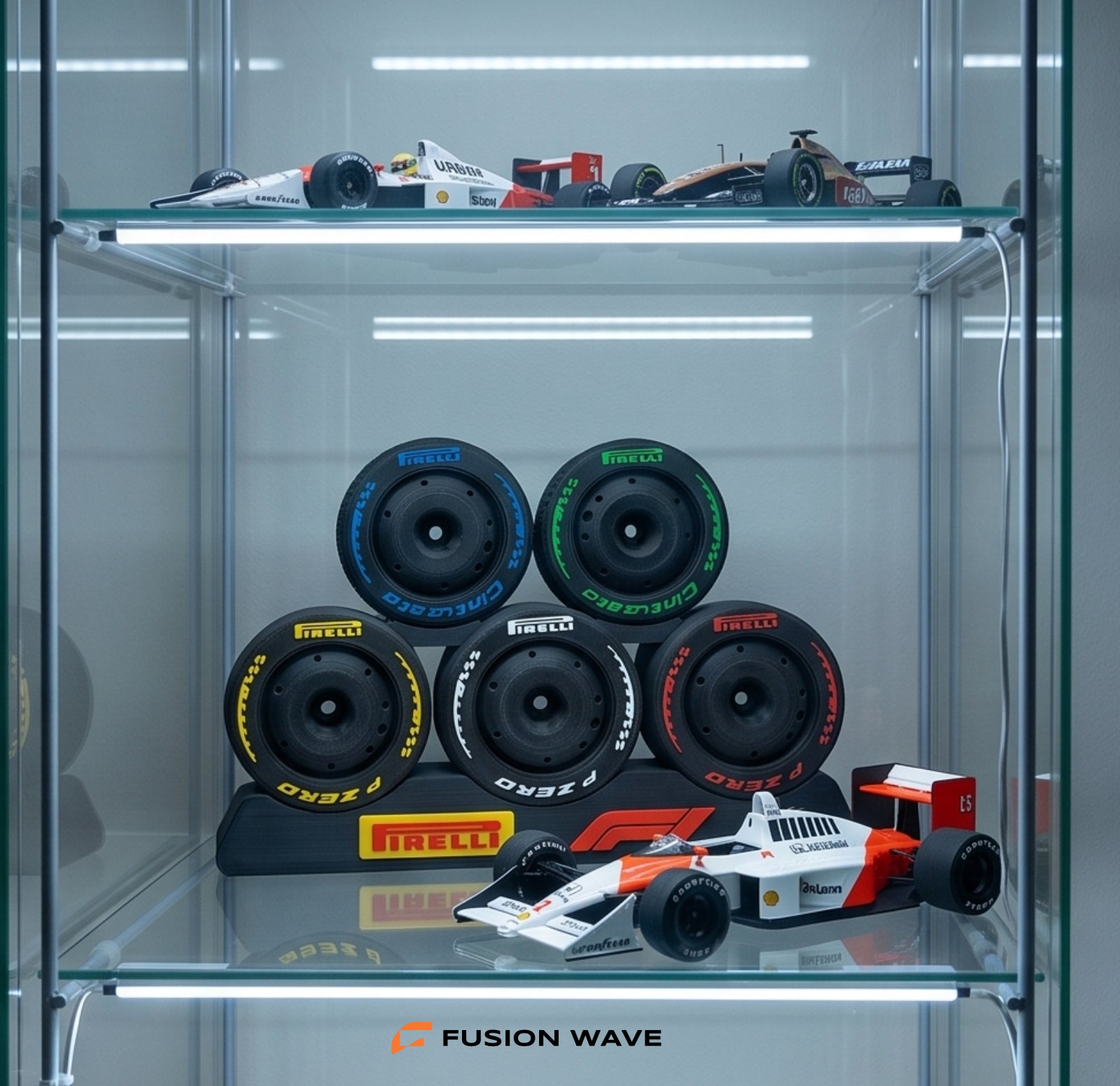 Zestaw 5 Opon Kół F1 + Duży Ekspozytor na Biurko Prezent dla Fana Wyścigów